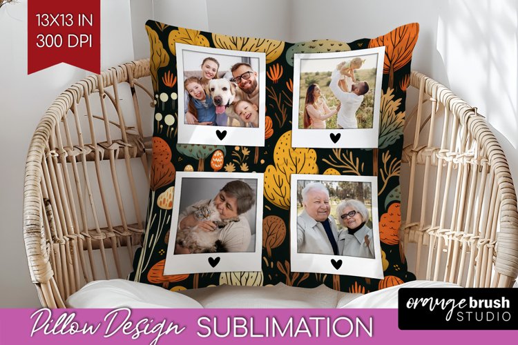 Autumn Photo Frame Pillow Sublimation - Add Your Picture example image 1