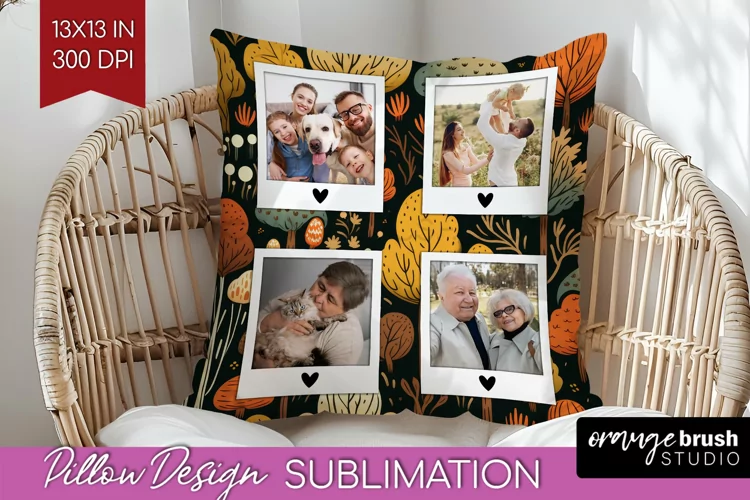 Autumn Photo Frame Pillow Sublimation - Add Your Picture