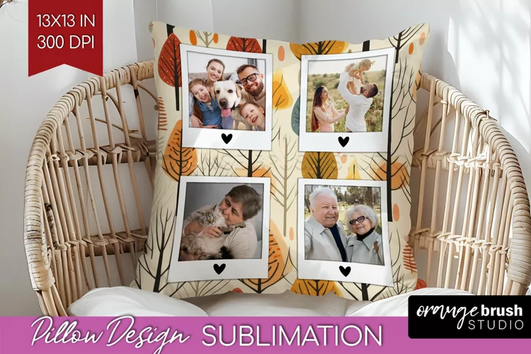 Autumn Photo Frame Pillow Sublimation - Add Your Picture