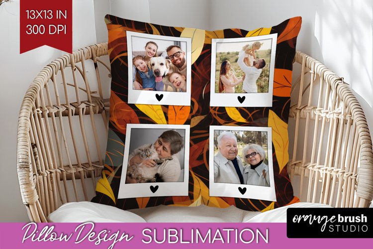 Autumn Photo Frame Pillow Sublimation - Add Your Picture example image 1