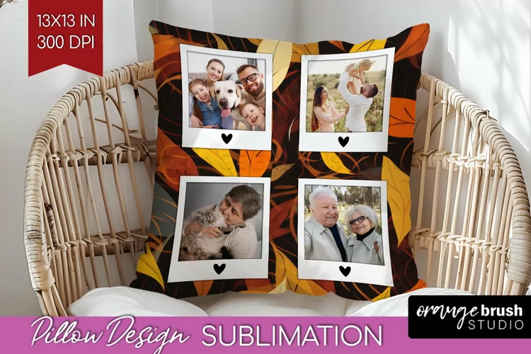Autumn Photo Frame Pillow Sublimation - Add Your Picture