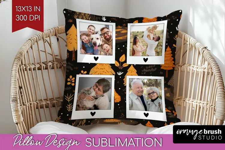Autumn Photo Frame Pillow Sublimation - Add Your Picture
