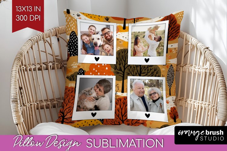 Autumn Photo Frame Pillow Sublimation - Add Your Picture example image 1