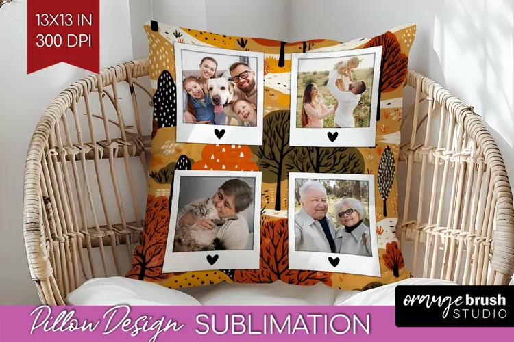 Autumn Photo Frame Pillow Sublimation - Add Your Picture