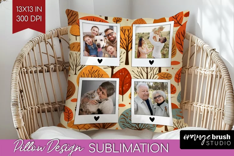 Autumn Photo Frame Pillow Sublimation - Add Your Picture