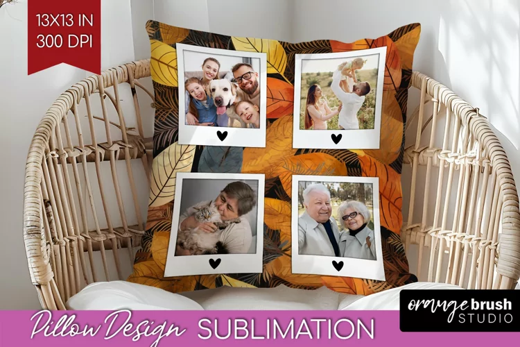Autumn Photo Frame Pillow Sublimation - Add Your Picture