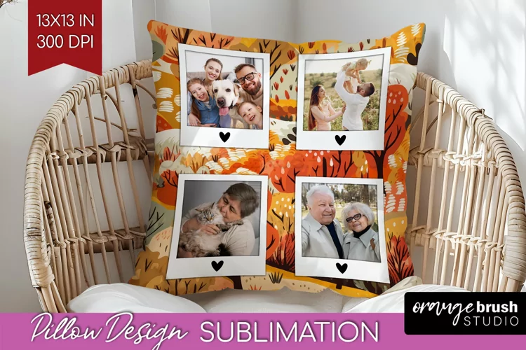 Autumn Photo Frame Pillow Sublimation - Add Your Picture