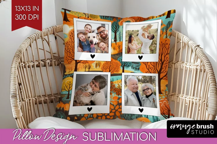 Autumn Photo Frame Pillow Sublimation - Add Your Picture