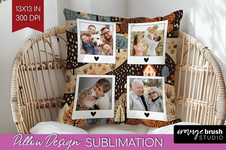 Autumn Photo Frame Pillow Sublimation - Add Your Picture