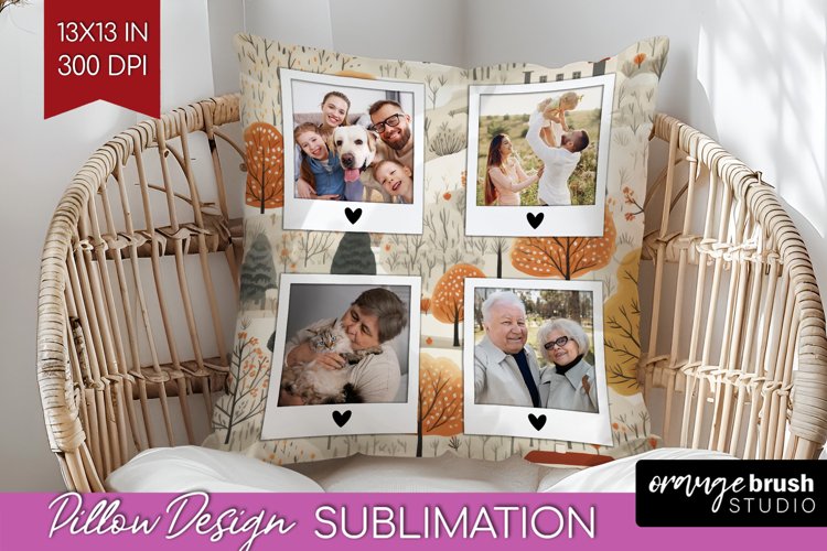 Autumn Photo Frame Pillow Sublimation - Add Your Picture example image 1