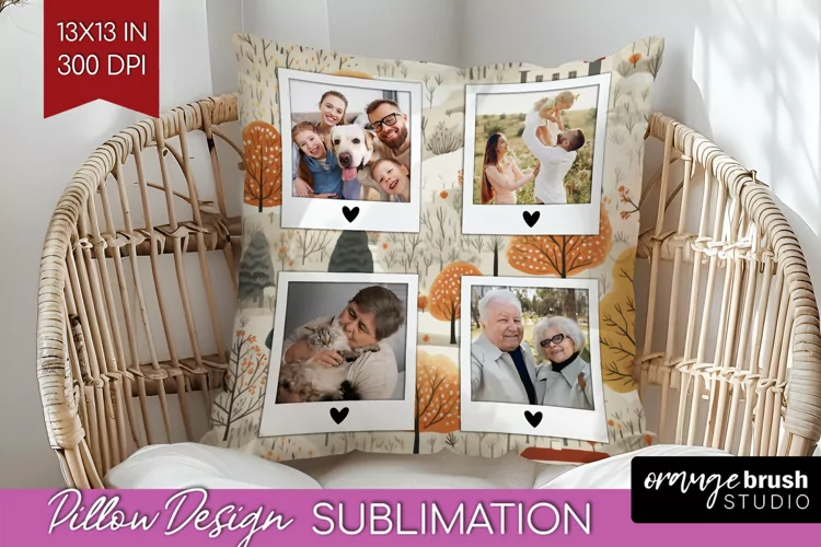 Autumn Photo Frame Pillow Sublimation - Add Your Picture