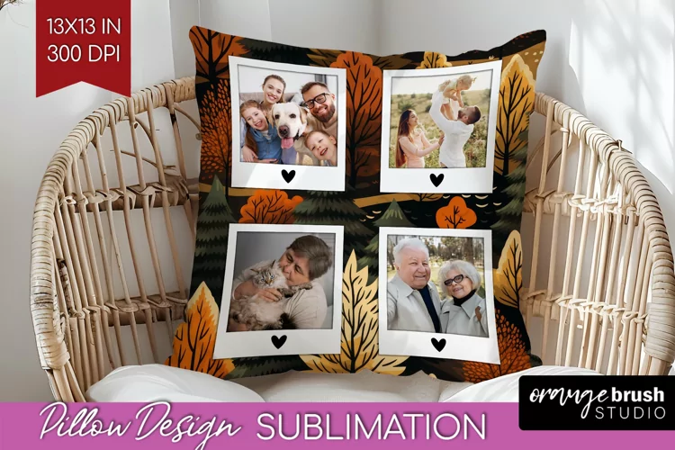 Autumn Photo Frame Pillow Sublimation - Add Your Picture