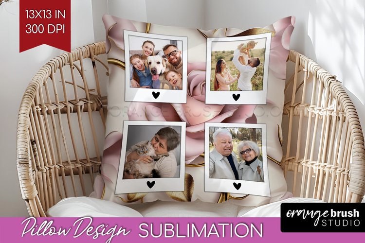 Rose Photo Pillow PNG - Floral Picture Frame Pillow Cover