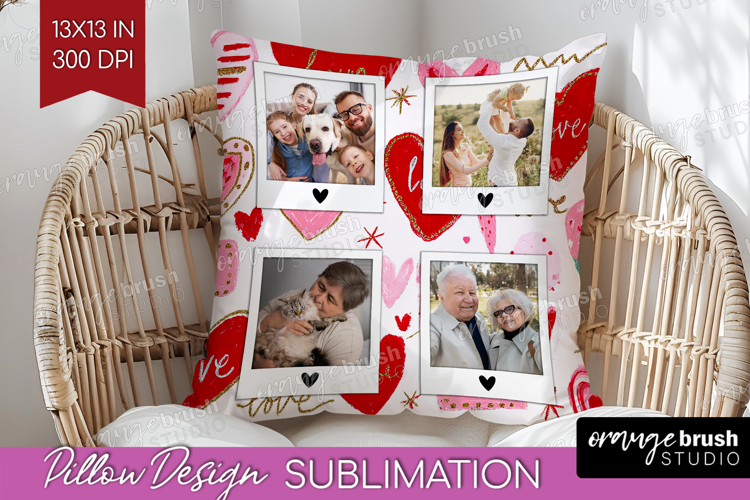 Heart Pattern Photo Pillow PNG - Valentines Day Picture