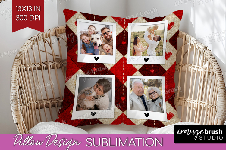Heart Pattern Photo Pillow PNG - Valentines Day Picture