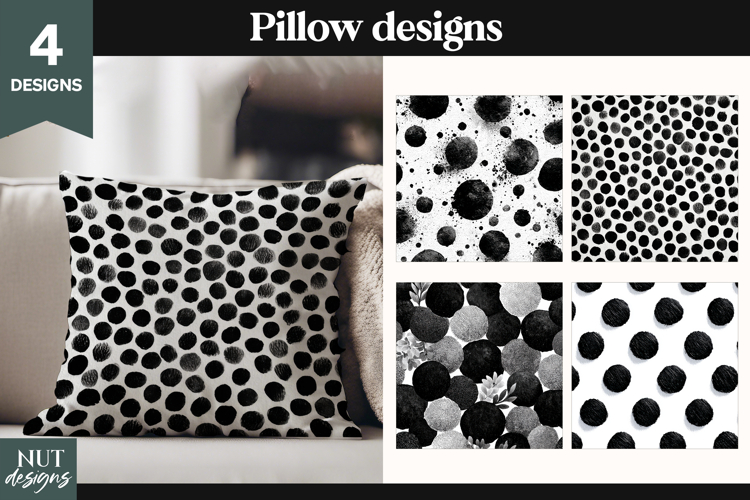 Black Dot Pillow PNG bold black pillow sublimation