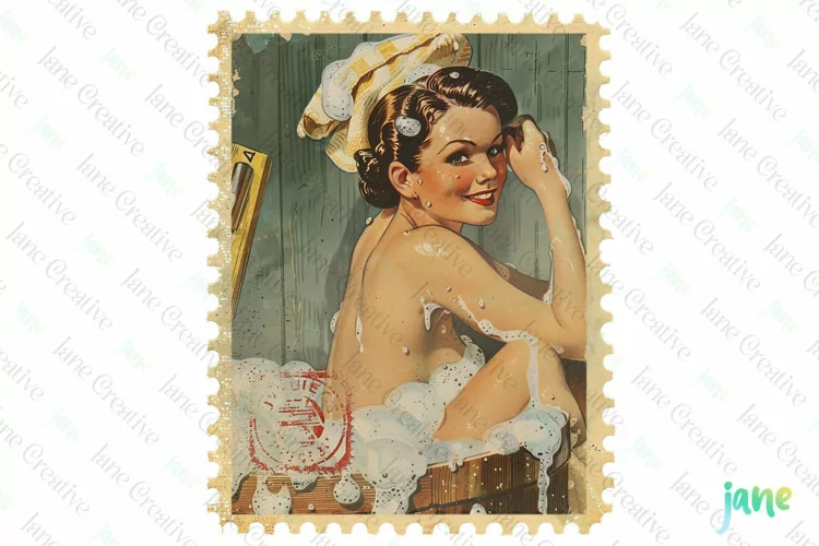 Pin-Up Girl Postage Stamps Sublimation