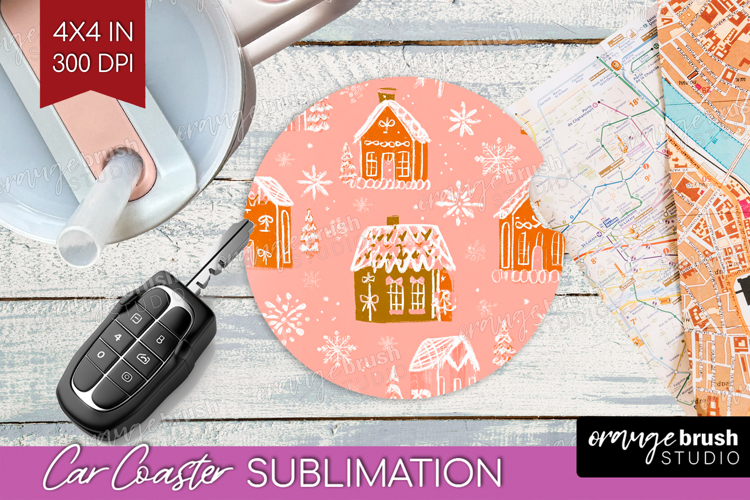 Pink Christmas Car Coaster - Coquette Xmas Coaster PNG