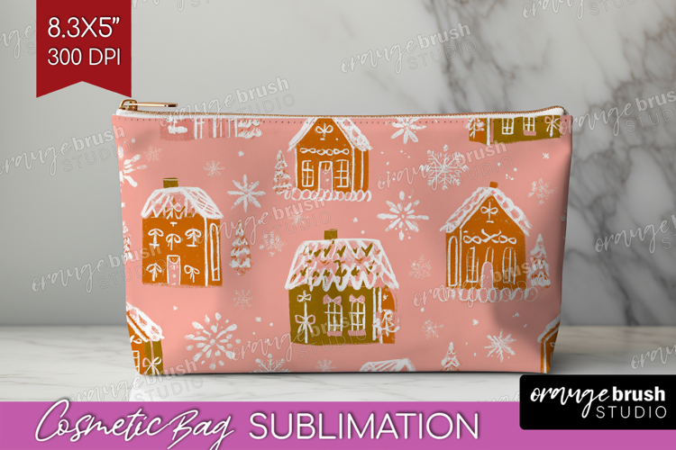 Pink Christmas Cosmetic Bag - Coquette Xmas Makeup Bag PNG