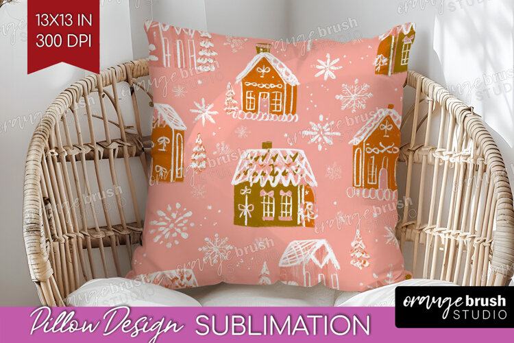 Pink Christmas Pillow Sublimation - Coquette Xmas Pillow PNG example image 1
