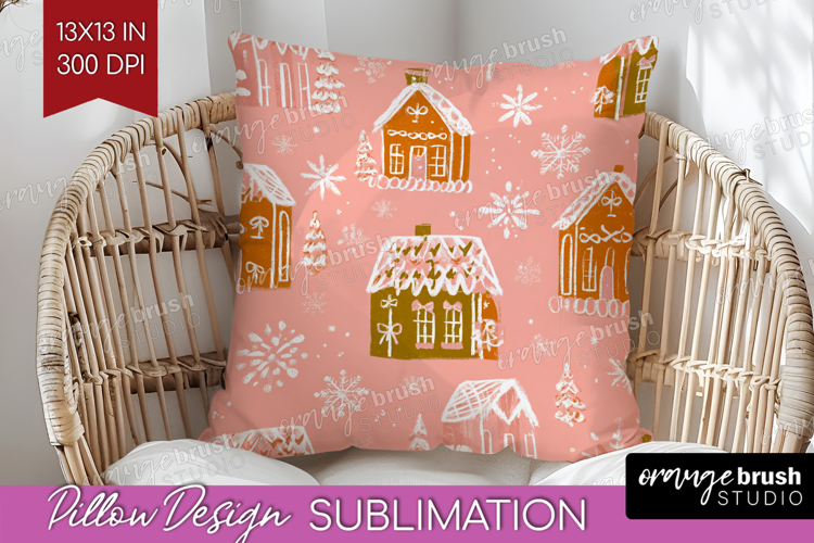 Pink Christmas Pillow Sublimation - Coquette Xmas Pillow PNG