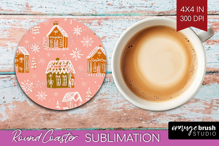 Pink Christmas Round Coaster - Coquette Xmas Coaster PNG