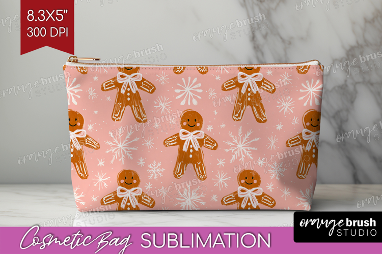 Pink Christmas Cosmetic Bag - Coquette Xmas Makeup Bag PNG