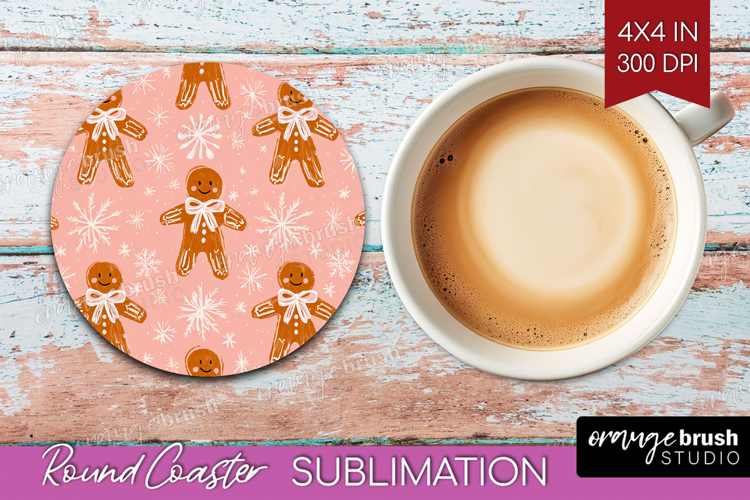 Pink Christmas Round Coaster - Coquette Xmas Coaster PNG