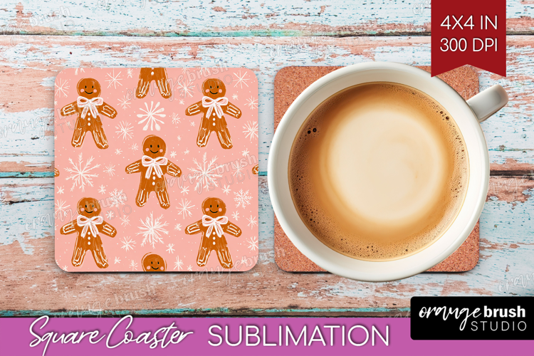 Pink Christmas Square Coaster - Coquette Xmas Coaster PNG