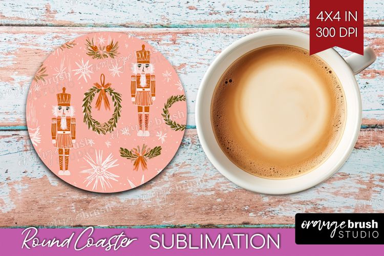Pink Christmas Round Coaster - Coquette Xmas Coaster PNG