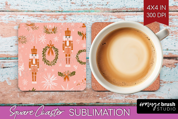 Pink Christmas Square Coaster - Coquette Xmas Coaster PNG