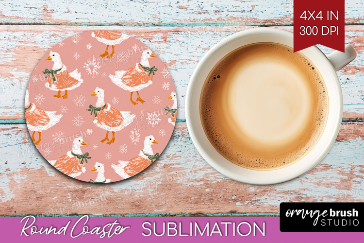 Pink Christmas Round Coaster - Coquette Xmas Coaster PNG