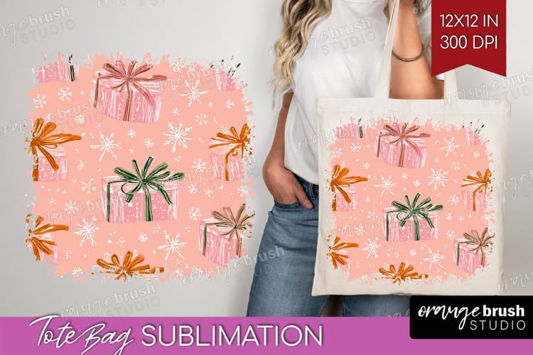 Pink Christmas Tote Bag - Coquette Xmas Tote Bag PNG