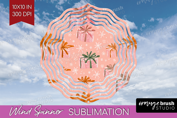 Pink Christmas Wind Spinner Sublimation PNG - Coquette Xmas