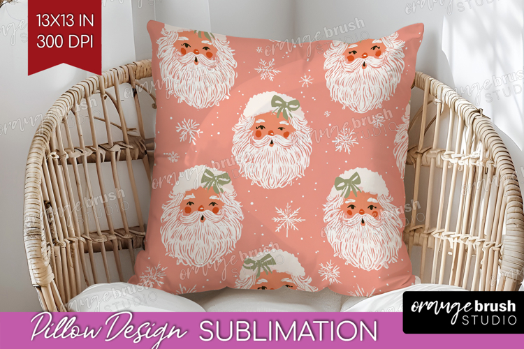 Pink Christmas Pillow Sublimation - Coquette Xmas Pillow PNG example image 1
