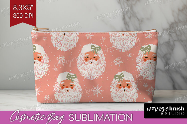 Pink Christmas Cosmetic Bag - Coquette Xmas Makeup Bag PNG example image 1