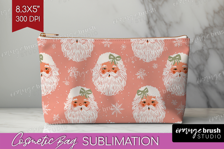 Pink Christmas Cosmetic Bag - Coquette Xmas Makeup Bag PNG