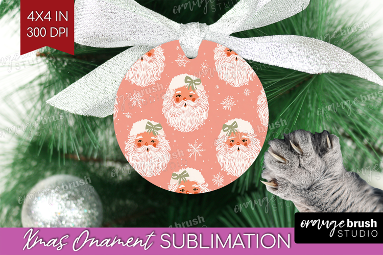 Pink Christmas Ornament PNG - Coquette Xmas PNG Sublimation