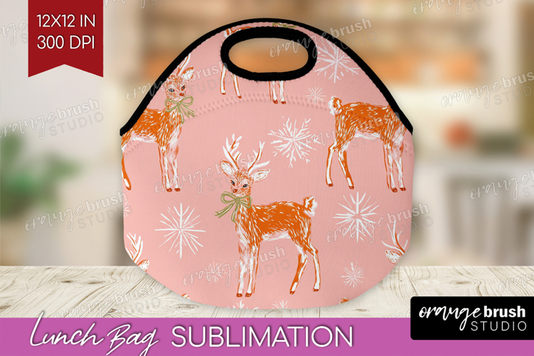 Pink Christmas Lunch Bag - Coquette Xmas Lunch Bug PNG