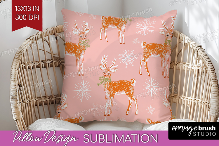 Pink Christmas Pillow Sublimation - Coquette Xmas Pillow PNG