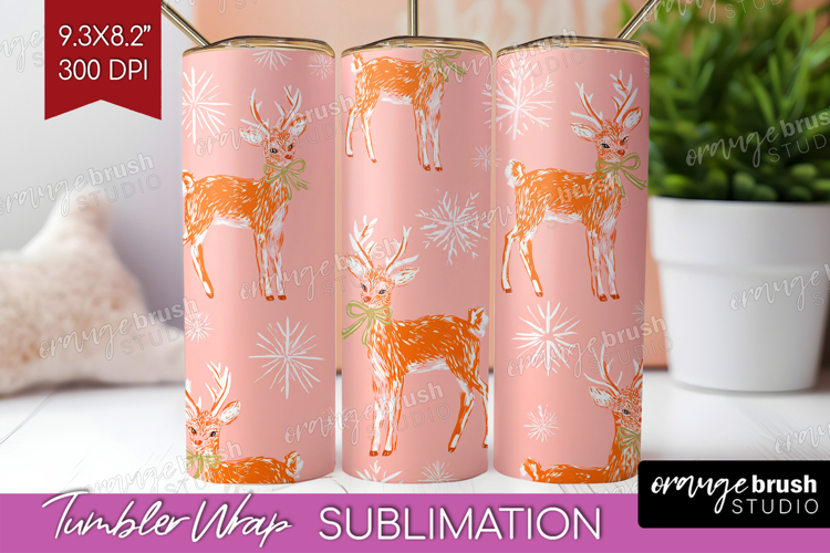 Pink Christmas Tumbler Wrap - Coquette Xmas Tumbler PNG