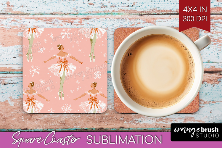 Pink Christmas Square Coaster - Coquette Xmas Coaster PNG