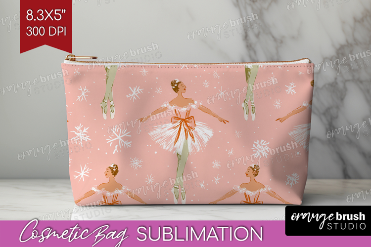 Pink Christmas Cosmetic Bag - Coquette Xmas Makeup Bag PNG