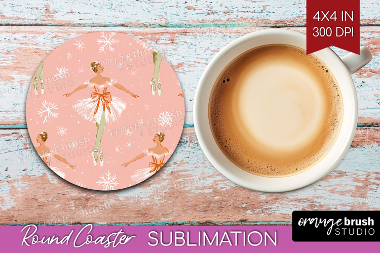 Pink Christmas Round Coaster - Coquette Xmas Coaster PNG