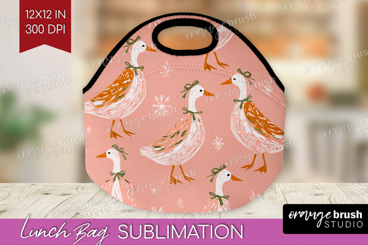 Pink Christmas Lunch Bag - Coquette Xmas Lunch Bug PNG