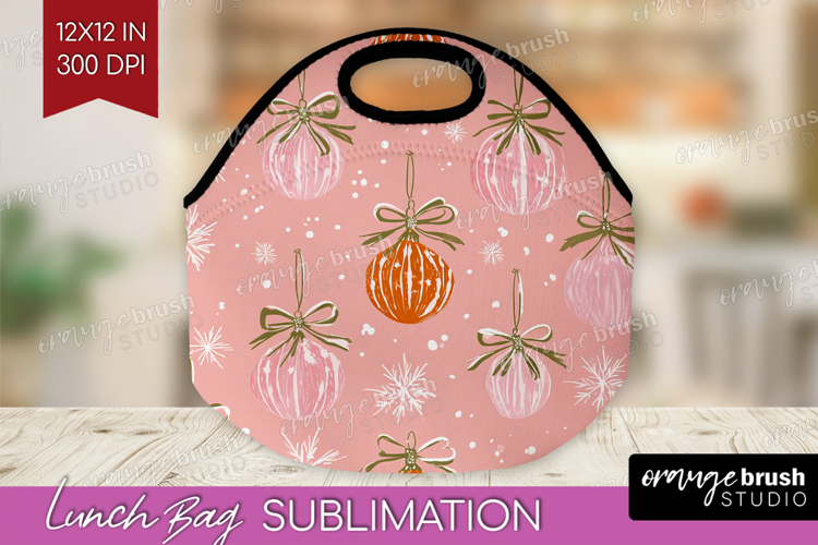 Pink Christmas Lunch Bag - Coquette Xmas Lunch Bug PNG
