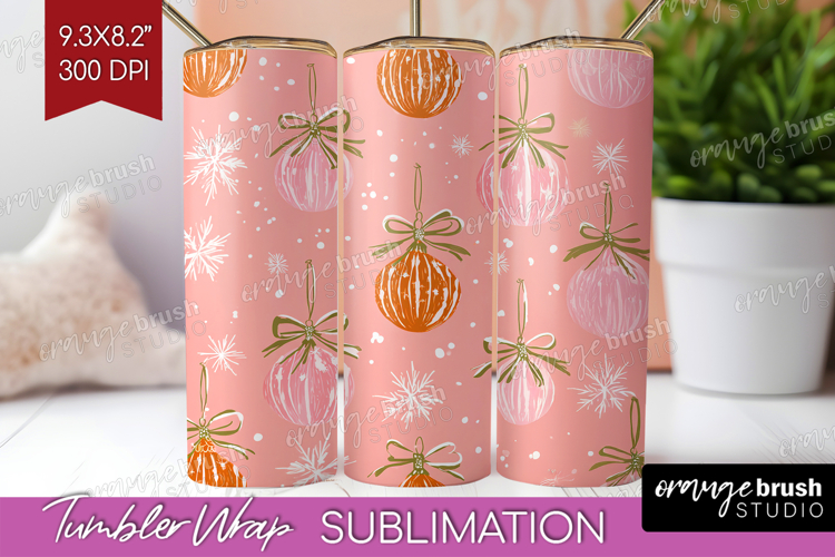 Pink Christmas Tumbler Wrap - Coquette Xmas Tumbler PNG