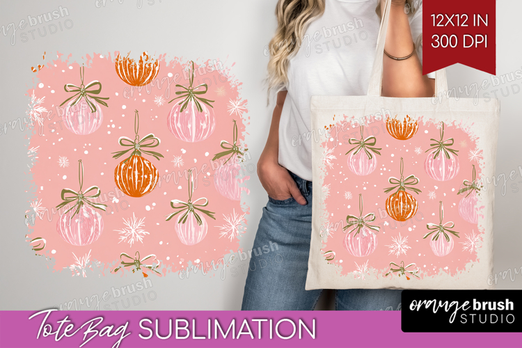 Pink Christmas Tote Bag - Coquette Xmas Tote Bag PNG