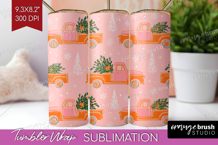Pink Christmas Tumbler Wrap - Coquette Xmas Tumbler PNG