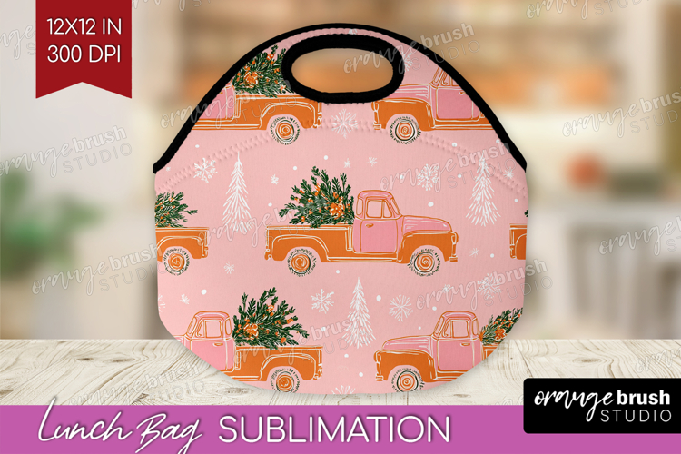 Pink Christmas Lunch Bag - Coquette Xmas Lunch Bug PNG